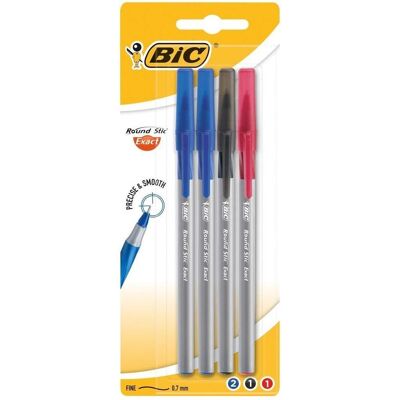 Bic, Schreibstifte, Round Stick Exact Stift Mixbls 4 Stück (4x) Bic, Schreibstifte, Round Stick Exact Stift Mixbls 4 Stück (4x)