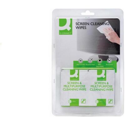 Q-Connect, Reinigung PC + Peripherie, Bildschirm Reinigungstücher einzeln verpackt (40x) Q-Connect, Reinigung PC + Peripherie, Bildschirm Reinigungstücher einzeln verpackt (40x)