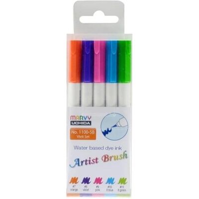 Uchida, Marker, MARVY Filzstifte mit Pinselspitze Artist Brush Vivid, 5 Stk. (5x) Uchida, Marker, MARVY Filzstifte mit Pinselspitze Artist Brush Vivid, 5 Stk. (5x)