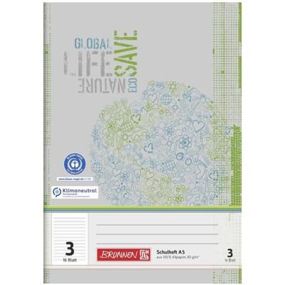 Brunnen, Heft + Block, Schulheft Recycling Lineatur 3 liniert DIN A5 ohne Rand, 16 Blatt (A5, Liniert, Weicher Einband) Brunnen, Heft + Block, Schulheft Recycling Lineatur 3 liniert DIN A5 ohne Rand, 16 Blatt (A5, Liniert, Weicher Einband)