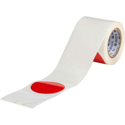 Brady, Etiketten, B-514, ToughStripe, Bodenmarkierungsband, Punkte (im Abstand v. 457mm), Polyester, Rot, 89mm Brady, Etiketten, B-514, ToughStripe, Bodenmarkierungsband, Punkte (im Abstand v. 457mm), Polyester, Rot, 89mm