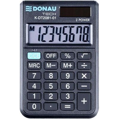 Donau, Taschenrechner, Taschenrechner tech, 8-stellig, anzeige, masse 90x60x11 mm, schwarz (Batteriebetrieb) Donau, Taschenrechner, Taschenrechner tech, 8-stellig, anzeige, masse 90x60x11 mm, schwarz (Batteriebetrieb)