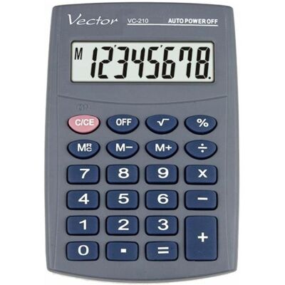 Vector, Taschenrechner, Taschenrechner KAV VC-210III 8-stellig 64 x 98 5 mm grau (Batteriebetrieb) Vector, Taschenrechner, Taschenrechner KAV VC-210III 8-stellig 64 x 98 5 mm grau (Batteriebetrieb)