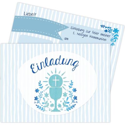 Papierdrachen, Grusskarte + Briefpapier, Einladungskarten zur Kommunion - Kelch blau (12 Stk.) Papierdrachen, Grusskarte + Briefpapier, Einladungskarten zur Kommunion - Kelch blau (12 Stk.)