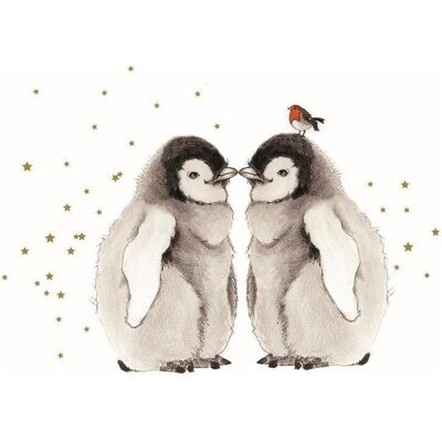 Clear Creations, Grusskarte + Briefpapier, Swarovski Karte quadratisch Pinguine und ein Vogel Clear Creations, Grusskarte + Briefpapier, Swarovski Karte quadratisch Pinguine und ein Vogel
