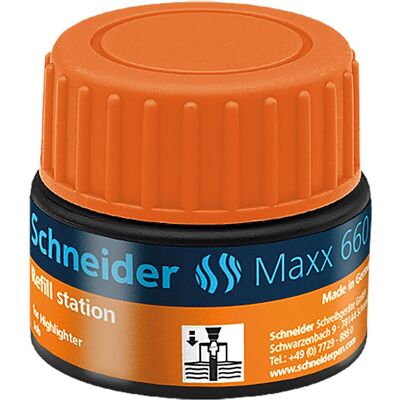Schneider, Ersatzpatronen + Tintenfass, Tintenglas Nachfülltinte 660 Orange (Orange, 1 Stk.) Schneider, Ersatzpatronen + Tintenfass, Tintenglas Nachfülltinte 660 Orange (Orange, 1 Stk.)