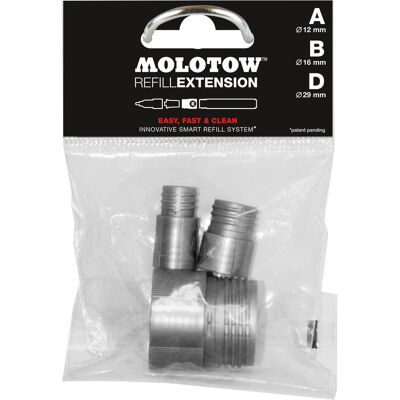 Molotow, Ersatzpatronen + Tintenfass, Nachfüllhilfe Tryout Pack VE=4 Stück (4 Stk.) Molotow, Ersatzpatronen + Tintenfass, Nachfüllhilfe Tryout Pack VE=4 Stück (4 Stk.)