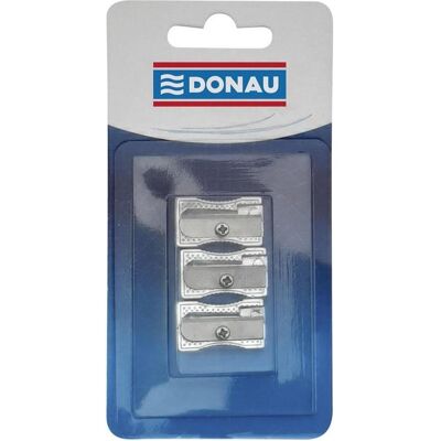Donau, Spitzer, Bleistiftspitzer, aluminium, 1 loch, blister, 3 stück Donau, Spitzer, Bleistiftspitzer, aluminium, 1 loch, blister, 3 stück