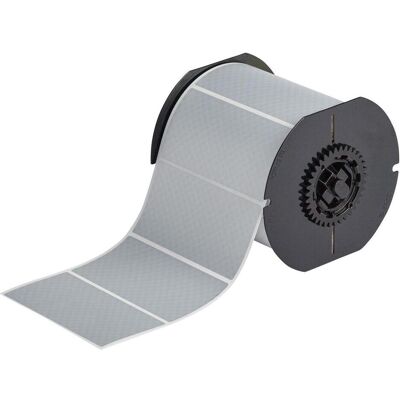 Brady, Etikettenrolle, B33-55-438, metallisierter Polyester, Silber, matt, 101.60 x 50.80 mm, fälschungssicher, per (106.68 mm) Brady, Etikettenrolle, B33-55-438, metallisierter Polyester, Silber, matt, 101.60 x 50.80 mm, fälschungssicher, per (106.68 mm)