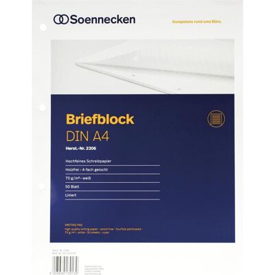 Soennecken, Heft + Block, Briefblock Papierformat: DIN A4 Ausführung der Lineatur: liniert (A4, Liniert) Soennecken, Heft + Block, Briefblock Papierformat: DIN A4 Ausführung der Lineatur: liniert (A4, Liniert)
