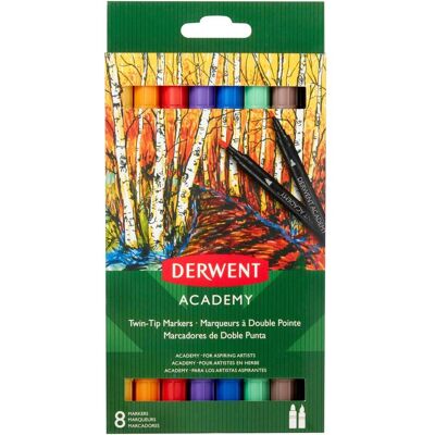 Derwent, Marker, Twin Marker Twin-Tip Markers-Brush Mehrfarbig, 8 Marker (8x) Derwent, Marker, Twin Marker Twin-Tip Markers-Brush Mehrfarbig, 8 Marker (8x)