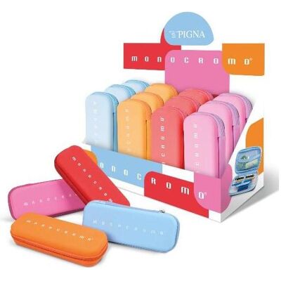 Pigna, Etui, Ovaler einfarbiger Stiftekoffer aus Silikon, Sortierte Pigna, Etui, Ovaler einfarbiger Stiftekoffer aus Silikon, Sortierte