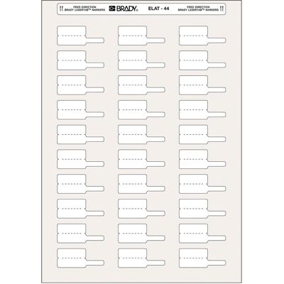 Brady, Etiketten, ELAT-44-425, Polypropylen, Weiss, 30 x 10 mm, dauerhaft klebend, Din A4, Fähnchen, Layout 2 Brady, Etiketten, ELAT-44-425, Polypropylen, Weiss, 30 x 10 mm, dauerhaft klebend, Din A4, Fähnchen, Layout 2