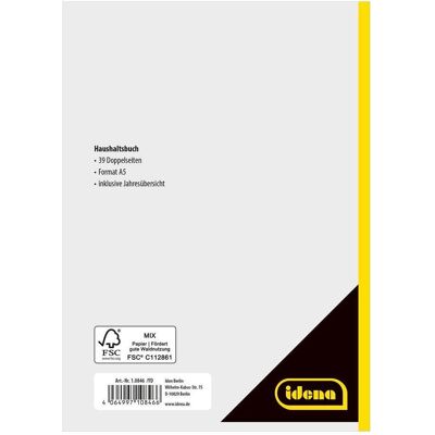 Idena, Formular, Haushaltsbuch A5 39 Doppelseiten FSC-Mix (39x) Idena, Formular, Haushaltsbuch A5 39 Doppelseiten FSC-Mix (39x)