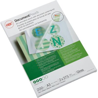 GBC, Laminierfolie, DOCUMENT POUCH - Heisslaminier-Folientaschen (A3, 200 Stk., 75 µm) GBC, Laminierfolie, DOCUMENT POUCH - Heisslaminier-Folientaschen (A3, 200 Stk., 75 µm)