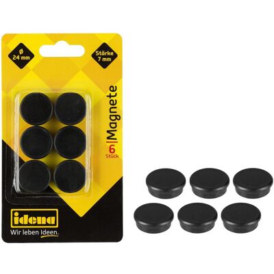Idena, Magnet, Magnete rund 6 Stück, schwarz, Ø24mm (6x) Idena, Magnet, Magnete rund 6 Stück, schwarz, Ø24mm (6x)