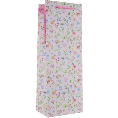 Idena, Geschenkverpackung, Flaschentasche Blumen Kraftpapier 140g/m² rosa 12,5x35x9cm Idena, Geschenkverpackung, Flaschentasche Blumen Kraftpapier 140g/m² rosa 12,5x35x9cm
