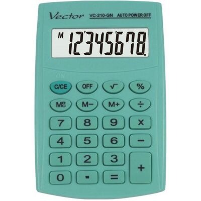Vector, Taschenrechner, Taschenrechner KAV VC-210 GN 8-stellig 64 x 98 5 mm hellgrün (Akkubetrieb) Vector, Taschenrechner, Taschenrechner KAV VC-210 GN 8-stellig 64 x 98 5 mm hellgrün (Akkubetrieb)