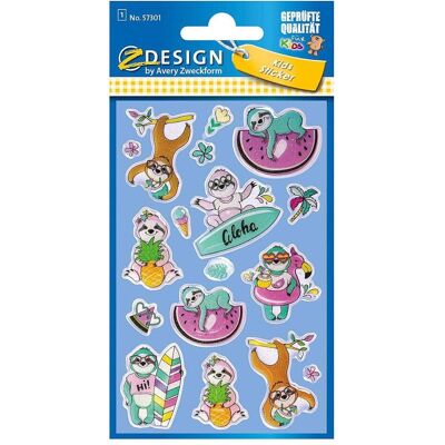 10x Avery, Sticker, Glänzende Aufkleber KIDS 'Faultier' 57301 (15 Sticker) 10x Avery, Sticker, Glänzende Aufkleber KIDS 'Faultier' 57301 (15 Sticker)