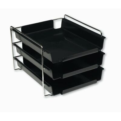Bantex, Dokumentenablage, Brevbakkesaet Vision 3 bakker sort + 1 forkromet stativ (A4) Bantex, Dokumentenablage, Brevbakkesaet Vision 3 bakker sort + 1 forkromet stativ (A4)