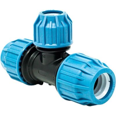 Magni, Siphon, PP Klemm T-Stück 90° 32mm x 25mm x 32mm 16bar Schwarz/Blau DVGW/KIWA/WRAS Magni, Siphon, PP Klemm T-Stück 90° 32mm x 25mm x 32mm 16bar Schwarz/Blau DVGW/KIWA/WRAS