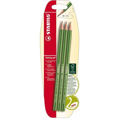 STABILO, Bleistift, Umweltfreundlicher Bleistift - GREENgraph - Härtegrad HB - 3er Pack (HB, 3x) STABILO, Bleistift, Umweltfreundlicher Bleistift - GREENgraph - Härtegrad HB - 3er Pack (HB, 3x)