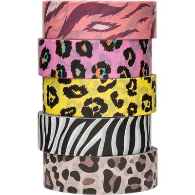 Colorations Washi Tape Dieren Patronen - 5 Rollen, 5mtr - Washi Tape Colorations Washi Tape Dieren Patronen - 5 Rollen, 5mtr - Washi Tape