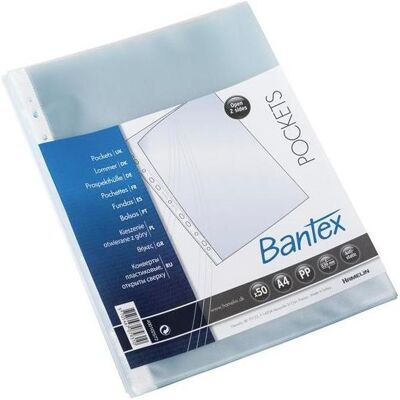 Bantex, Mappe, Lomme Med åbning I Top Og Langs Hulkant 0,09 mm, Transparent Bantex, Mappe, Lomme Med åbning I Top Og Langs Hulkant 0,09 mm, Transparent