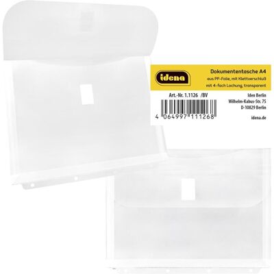 Idena, Mappe, Dokumententasche A4 zum Abheften transparent (A4, 1x) Idena, Mappe, Dokumententasche A4 zum Abheften transparent (A4, 1x)