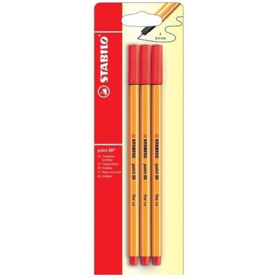 STABILO, Schreibstifte, Fineliner - point 88 - 3er Pack - rot (3x) STABILO, Schreibstifte, Fineliner - point 88 - 3er Pack - rot (3x)