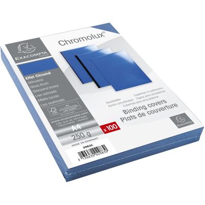 Exacompta Einbanddeckel Chromolux 250 g/m², 100 Stück, Blau, Bindegerät Zubehör, Blau Exacompta Einbanddeckel Chromolux 250 g/m², 100 Stück, Blau, Bindegerät Zubehör, Blau