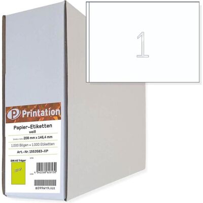 Printation, Etiketten, Versand-Etiketten A5 1000 Stk. Printation, Etiketten, Versand-Etiketten A5 1000 Stk.