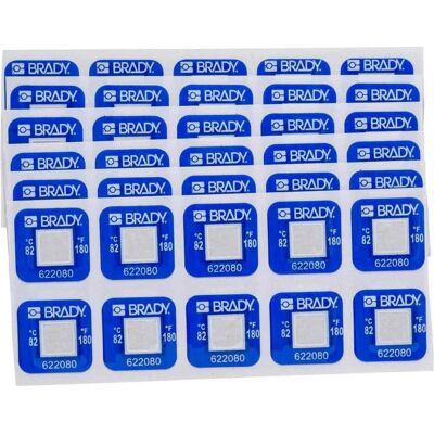 Brady, Etiketten, TIL-1-82C/180F, B-7511, Irreversible, temperaturanzeigende Etiketten, Polyester, Weiss auf Bl Brady, Etiketten, TIL-1-82C/180F, B-7511, Irreversible, temperaturanzeigende Etiketten, Polyester, Weiss auf Bl