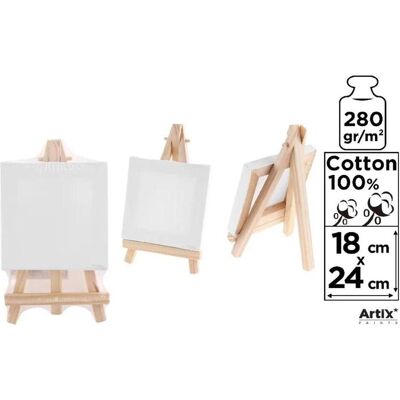 Main paper, Keilrahmen, Mini-Leinwand 18x24cm 280G/m2 + Staffelei (18 x 24 cm) Main paper, Keilrahmen, Mini-Leinwand 18x24cm 280G/m2 + Staffelei (18 x 24 cm)