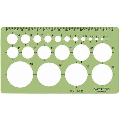 Linex, Lineal, Kreis-Schablone 1-35 mm grün 118S (Kunststoff) Linex, Lineal, Kreis-Schablone 1-35 mm grün 118S (Kunststoff)