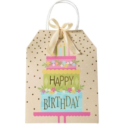 Idena, Geschenkverpackung, Geschenktasche Happy Birthday Torte gold 19x25x11,5cm Idena, Geschenkverpackung, Geschenktasche Happy Birthday Torte gold 19x25x11,5cm