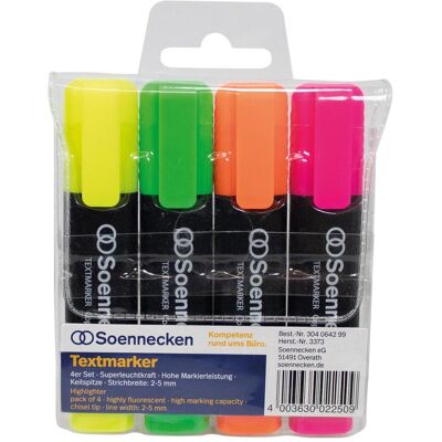 Soennecken, Marker, Leuchtmarker 4er Etui, Gelb/Grün/Orange/Rosa (4x) Soennecken, Marker, Leuchtmarker 4er Etui, Gelb/Grün/Orange/Rosa (4x)