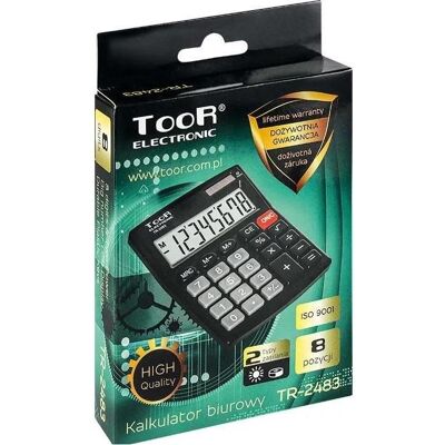 Toorx, Taschenrechner, 8 padėčių „TR-2483 TOOR“ biuro skaičiuoklė (Batteriebetrieb, Solarenergie) Toorx, Taschenrechner, 8 padėčių „TR-2483 TOOR“ biuro skaičiuoklė (Batteriebetrieb, Solarenergie)