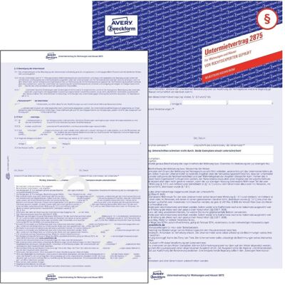 Avery Formular, 5 Untermietverträge 2875 A4 5 seitig SD Avery Formular, 5 Untermietverträge 2875 A4 5 seitig SD
