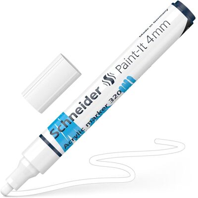 Schneider, Marker, paint-it 320 Acrylmarker 4 mm 15 cm weiss Schneider, Marker, paint-it 320 Acrylmarker 4 mm 15 cm weiss