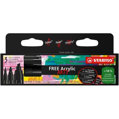 STABILO, Marker, Acrylmarker Free Acrylic Mix Schwarz, 3-Etui (3x) STABILO, Marker, Acrylmarker Free Acrylic Mix Schwarz, 3-Etui (3x)