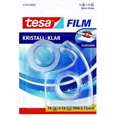 tesa, Klebebandabroller, 1x tesafilm KRISTALL-KLAR mit Abroller, hochtransparent, alterungsbeständig, mit starker Haftung tesa, Klebebandabroller, 1x tesafilm KRISTALL-KLAR mit Abroller, hochtransparent, alterungsbeständig, mit starker Haftung