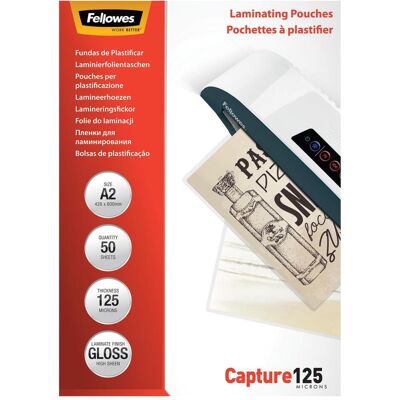 Fellowes Laminierfolie, Capture 125 (A2, 50 Stk., 125 µm) Fellowes Laminierfolie, Capture 125 (A2, 50 Stk., 125 µm)