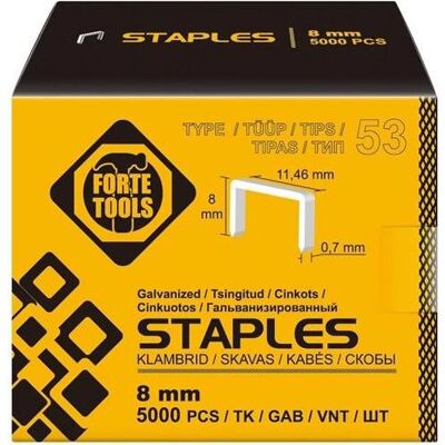 Forte tools, Büroklammer, STAPLES 53 TYPE 8MM 5000PCS (5000x) Forte tools, Büroklammer, STAPLES 53 TYPE 8MM 5000PCS (5000x)