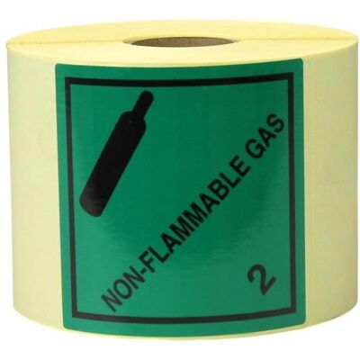 Transpak, Etiketten, Etiketten Masse 100x100mm Papier grün Aufdruck Non Flammable Gas Transpak, Etiketten, Etiketten Masse 100x100mm Papier grün Aufdruck Non Flammable Gas