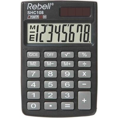 Rebell, Taschenrechner, Taschenrechner SHC 108, schwarz (Solarenergie) Rebell, Taschenrechner, Taschenrechner SHC 108, schwarz (Solarenergie)