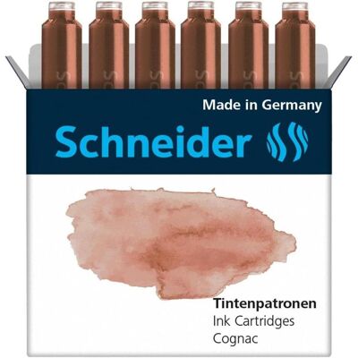 Schneider, Ersatzpatronen + Tintenfass, Tintenpatrone Callissima 6 Stück, Cognac (Braun, 6 Stk.) Schneider, Ersatzpatronen + Tintenfass, Tintenpatrone Callissima 6 Stück, Cognac (Braun, 6 Stk.)