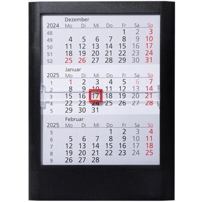 Güss, Kalender, 3-Monatstischkalender 13x16cm schwarz 2025 Güss, Kalender, 3-Monatstischkalender 13x16cm schwarz 2025
