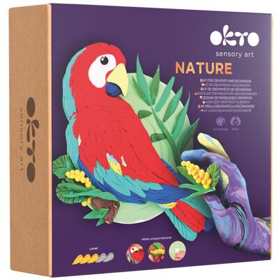 Okto, Modelliermasse, 3D Gemälde Natur 'Papagei' auf Staffelei Okto, Modelliermasse, 3D Gemälde Natur 'Papagei' auf Staffelei
