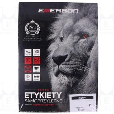 Emerson, Etiketten, Universelle Klebeetiketten A4 für CD 118,0x188,0mm (35K066X) Emerson, Etiketten, Universelle Klebeetiketten A4 für CD 118,0x188,0mm (35K066X)